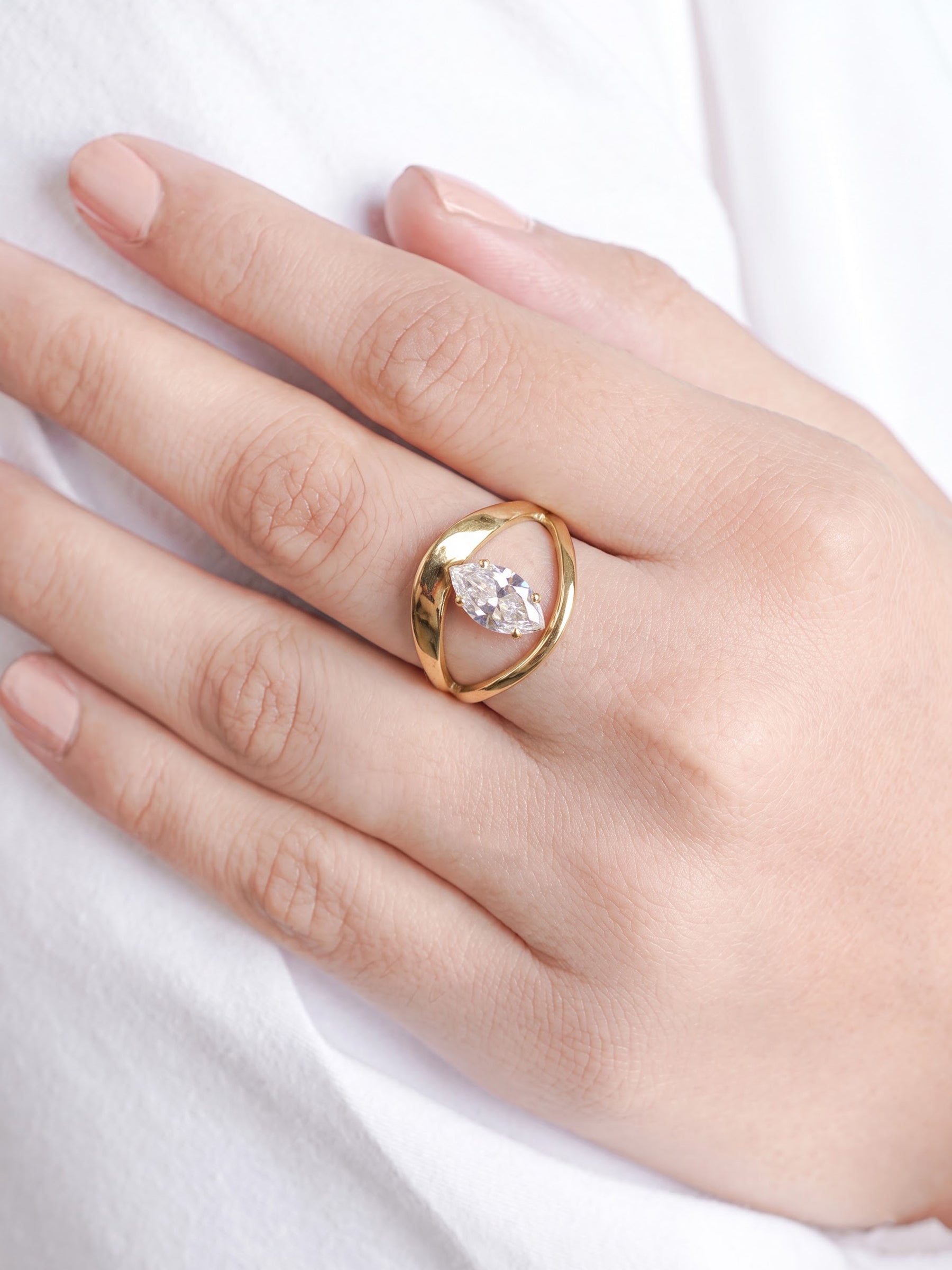 Nadira Solitaire Diamond 18K Gold Plated Women's Ring