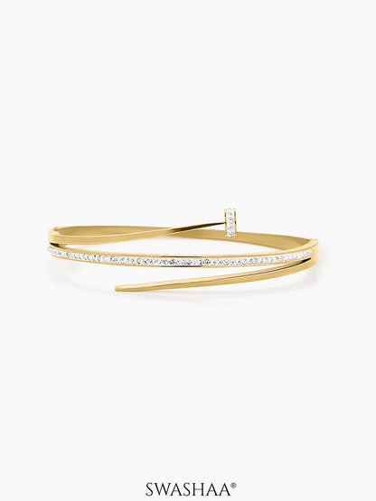 Nail Diamond CZ 18K Gold Plated Studded Bracelet
