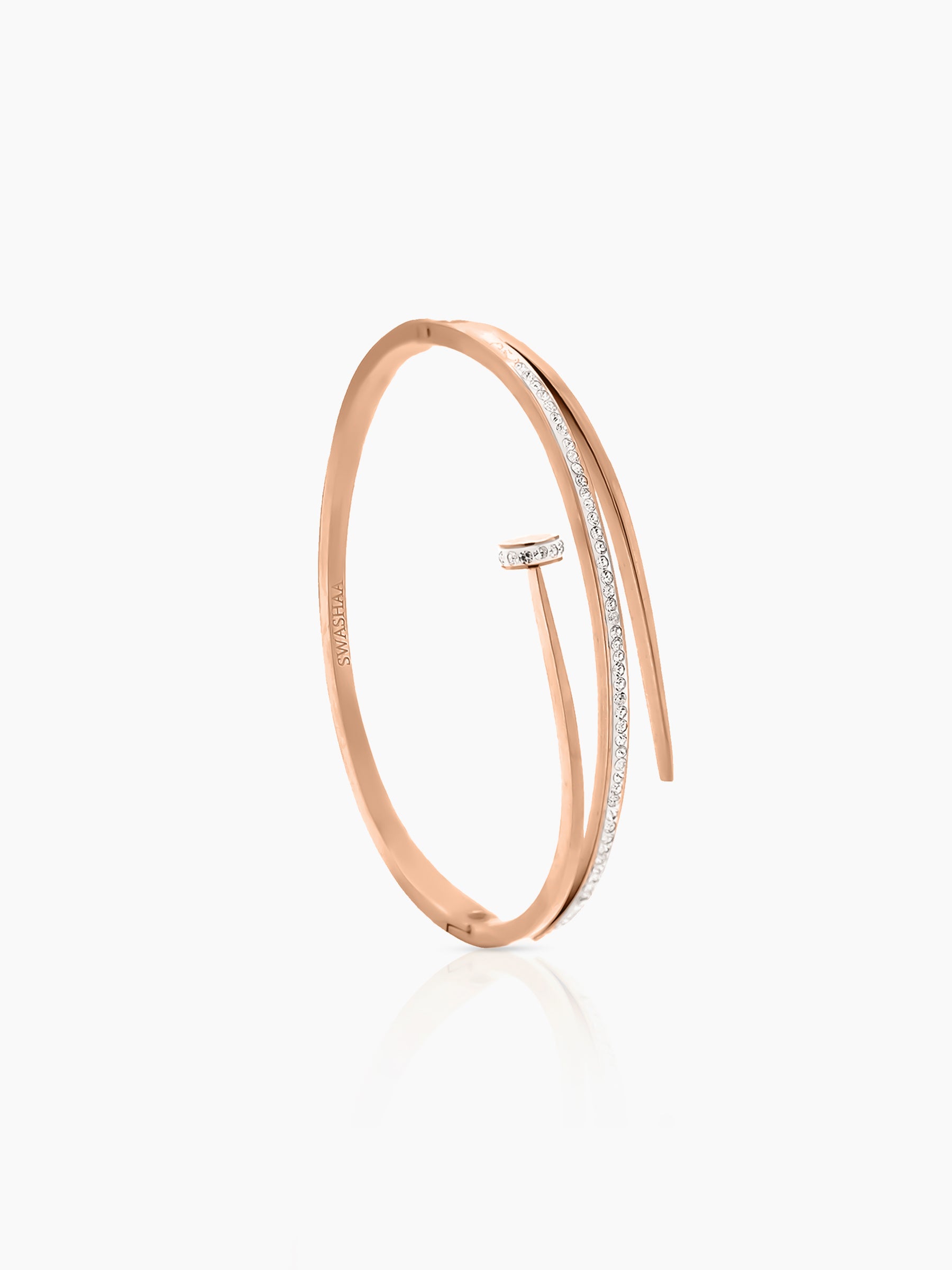Nail Diamond CZ Rosegold Plated Studded Bracelet