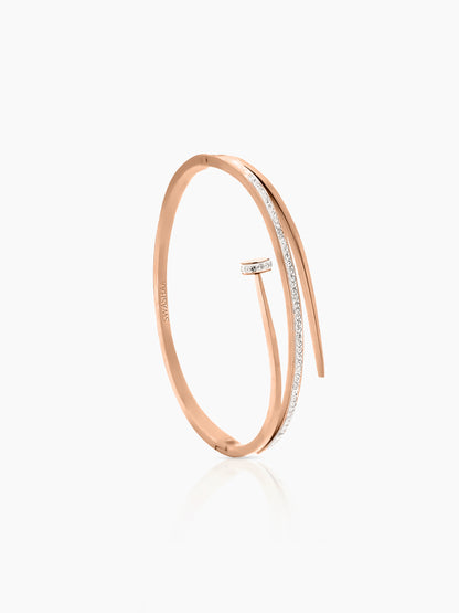 Nail Diamond CZ Rosegold Plated Studded Bracelet