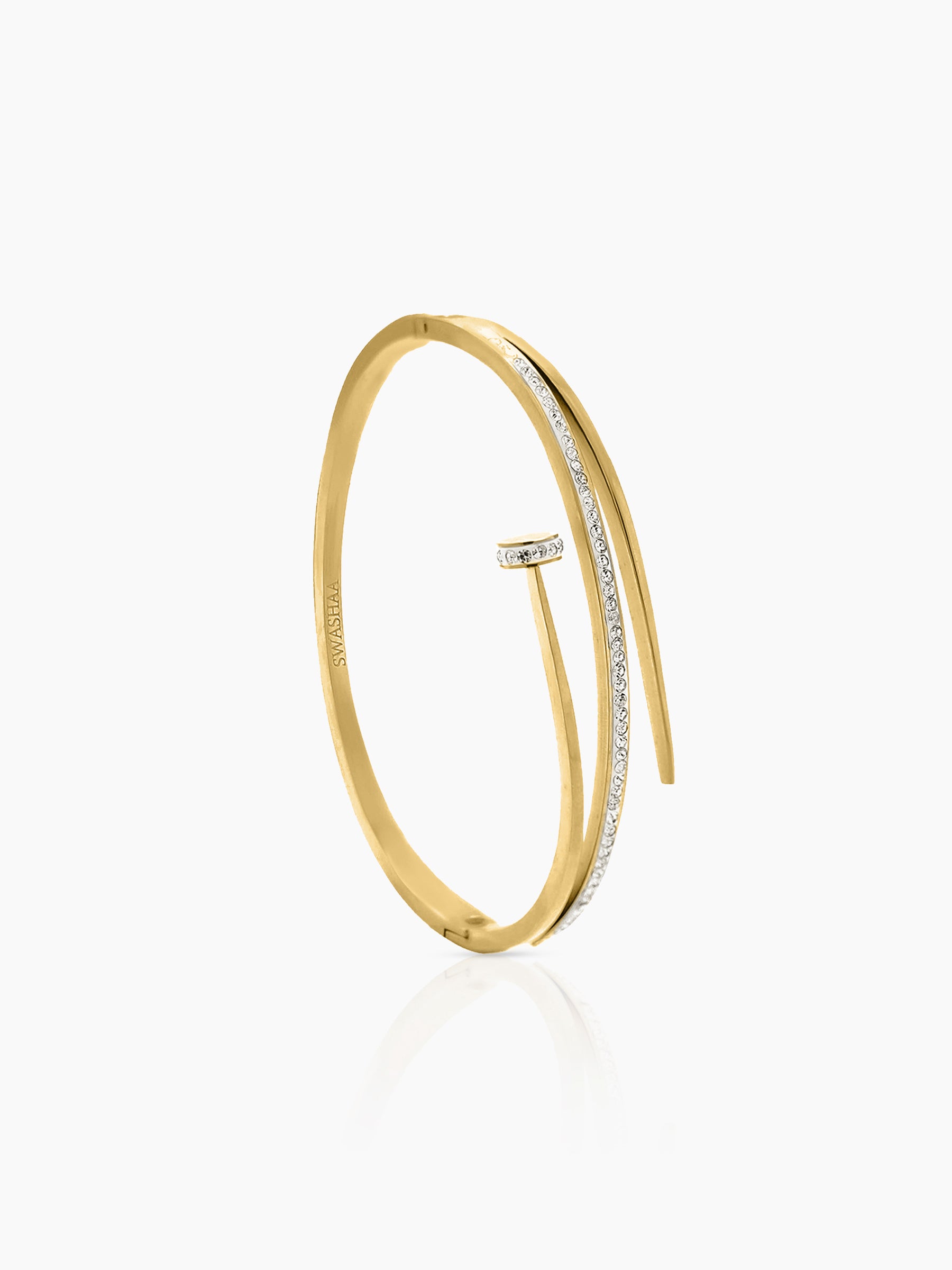 Nail Diamond CZ 18K Gold Plated Studded Bracelet