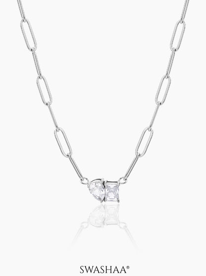Naila Solitaire Silver Necklace