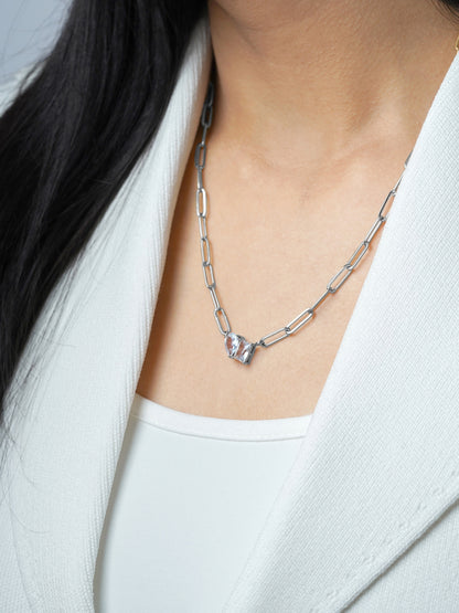 Naila Solitaire Silver Necklace