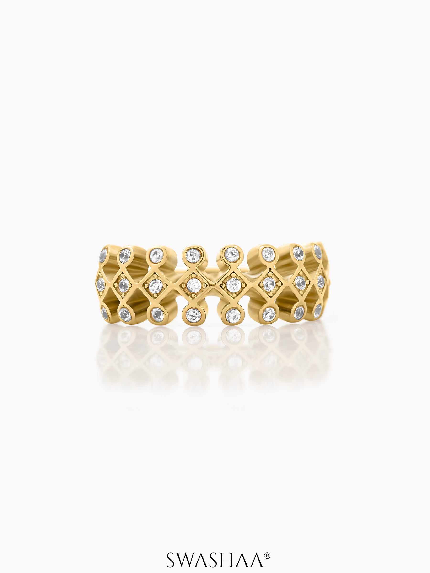 Naima Lattice Diamond 18K Gold Plated Ring