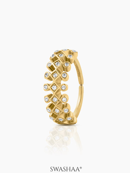 Naima Geomatric Crown Lattice Diamond 18K Gold Plated Ring