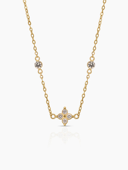 Naira Diamond Clover 18K Gold Plated Women's Chain Pendant Necklace