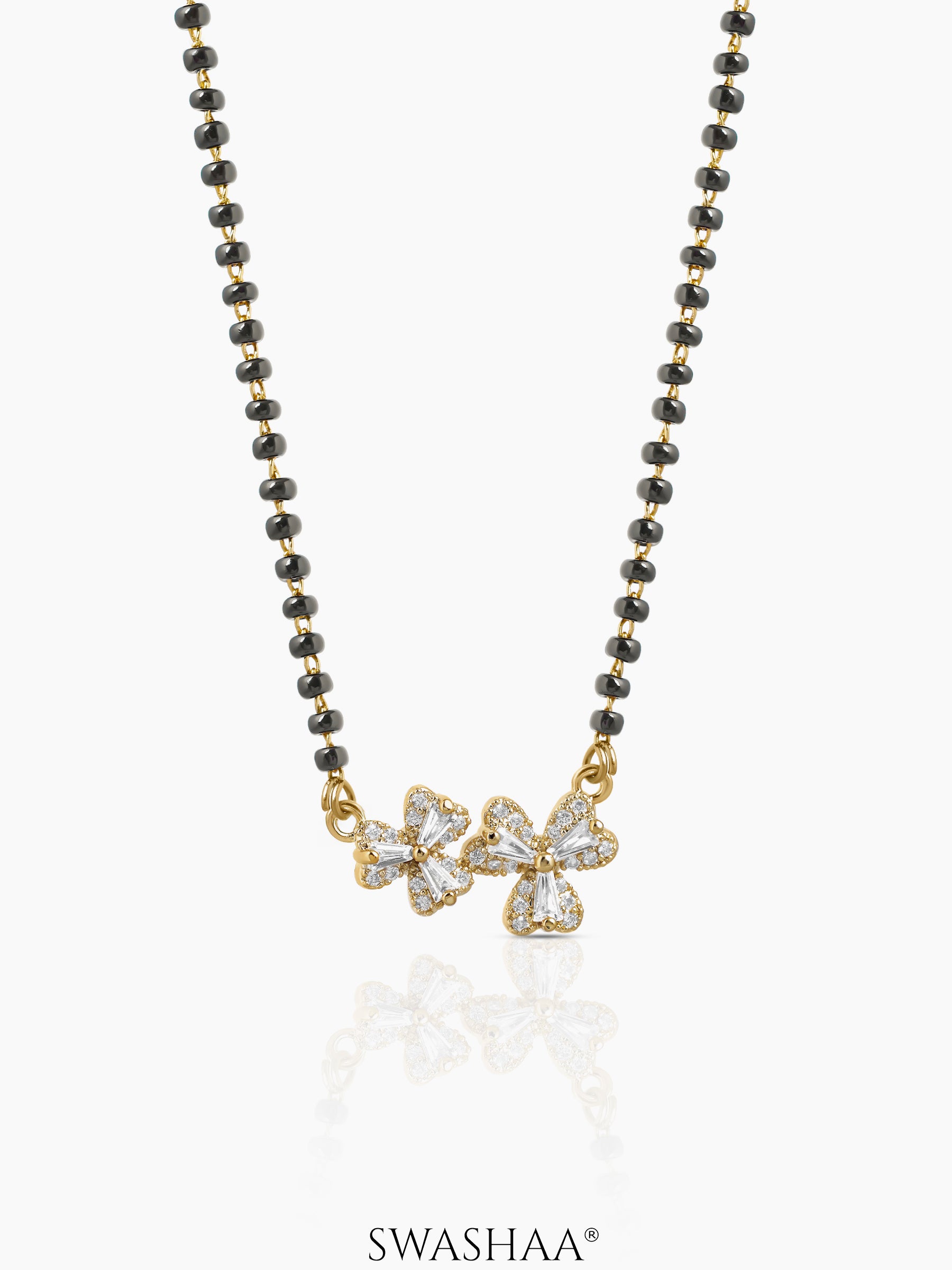 Naisha Diamond Heart Flower Clover 18K Gold Plated Mangalsutra