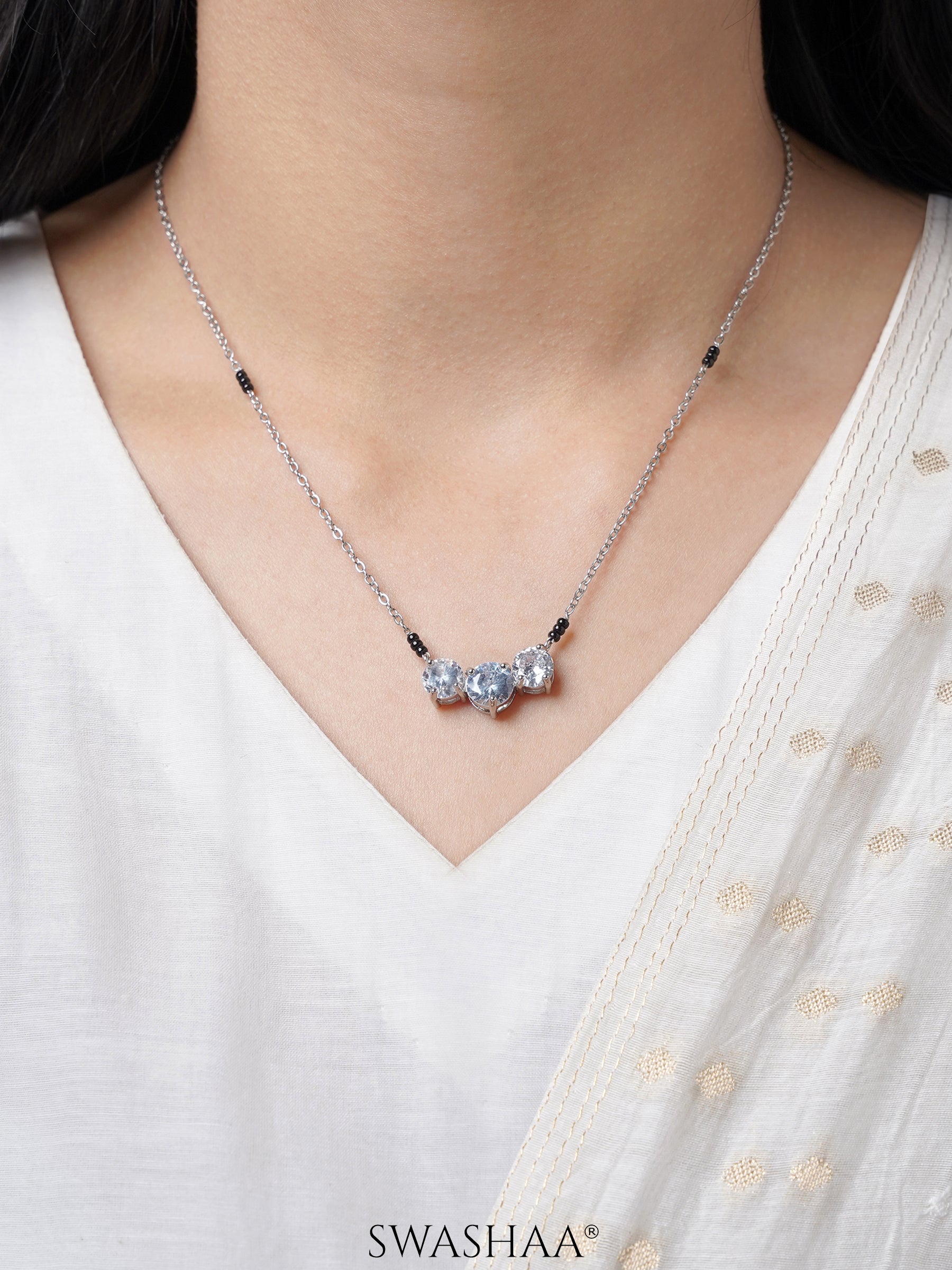 Naksha Solitaire Silver Mangalsutra