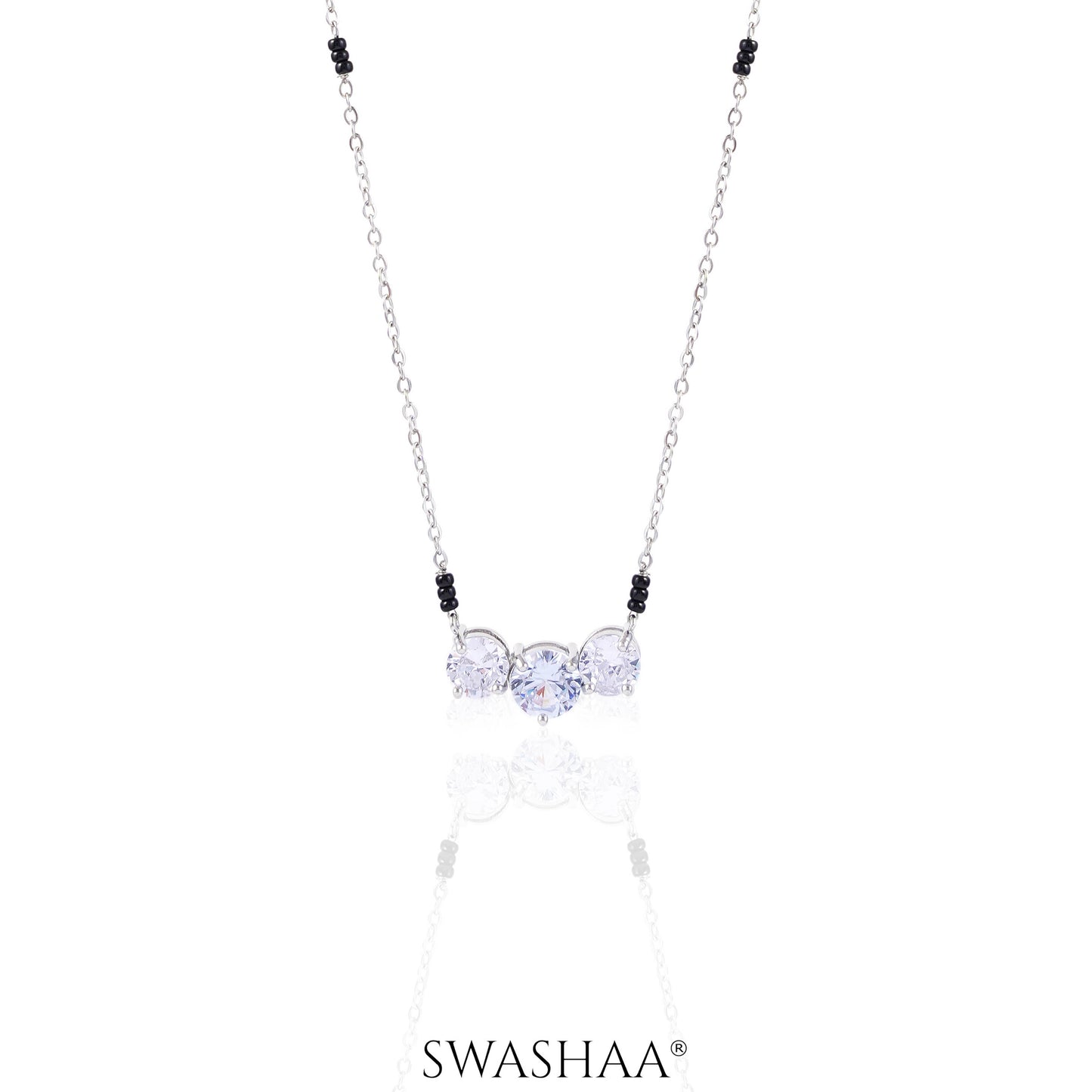 Naksha Solitaire Silver Mangalsutra