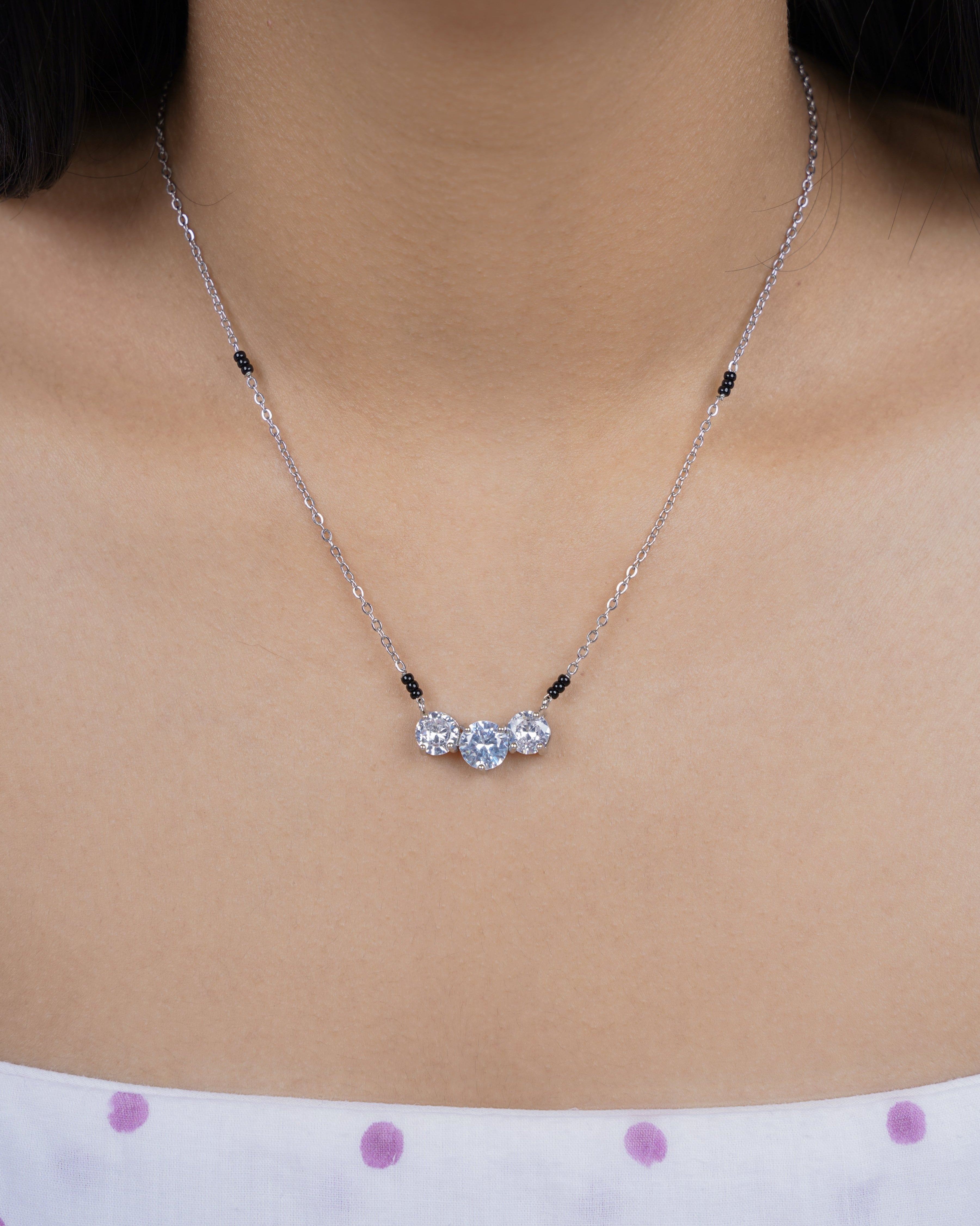 Naksha Solitaire Silver Mangalsutra