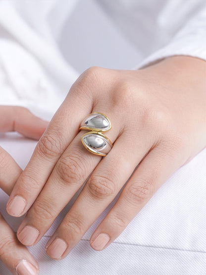 Naori Swirl Dual Tone Silver 18K Gold Plated Ring