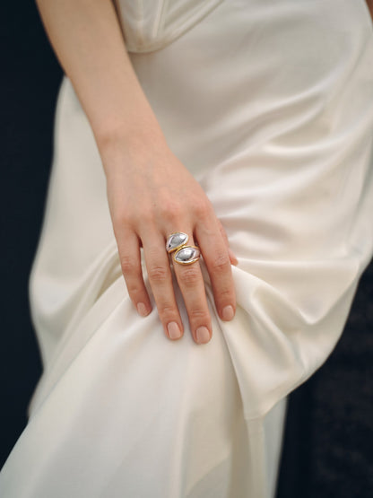 Naori Swirl Dual Tone Silver 18K Gold Plated Ring