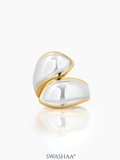 Naori Swirl Dual Tone Silver 18K Gold Plated Ring