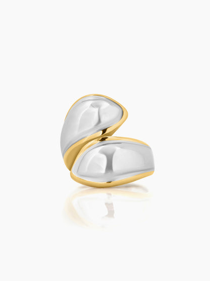 Naori Swirl Dual Tone Silver 18K Gold Plated Ring