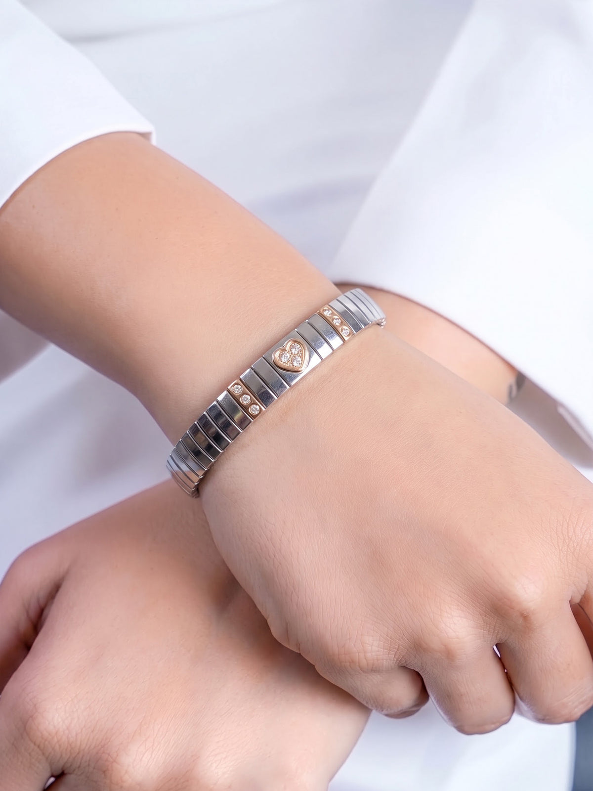 Natalie Heart Diamond Silver - 18K Gold Plated Women's Loose Bracelets