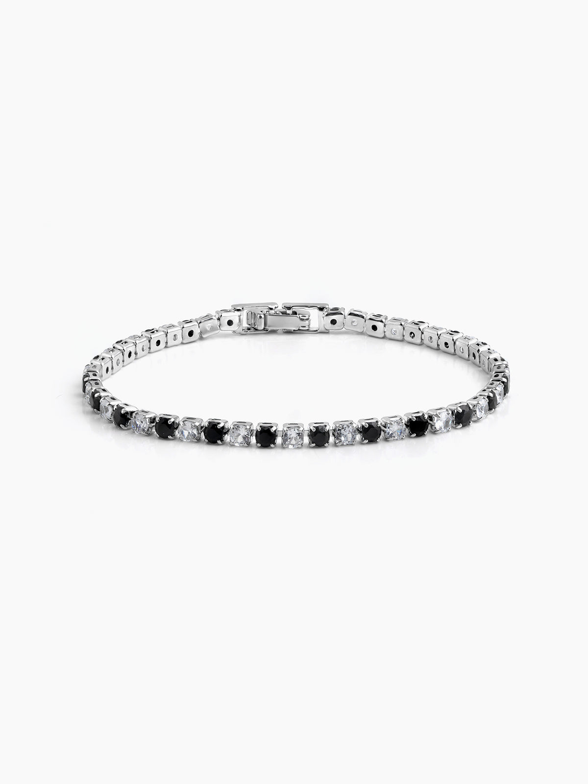 Navera Black Silver Diamond Men's Tennis Loose Bracelet