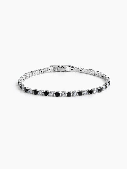 Navera Black Silver Diamond Men's Tennis Loose Bracelet