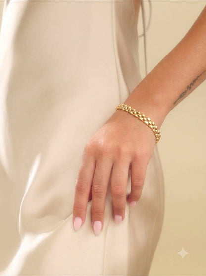 Navika Link 18K Gold Plated Women's Watch Band Solid Bracelets