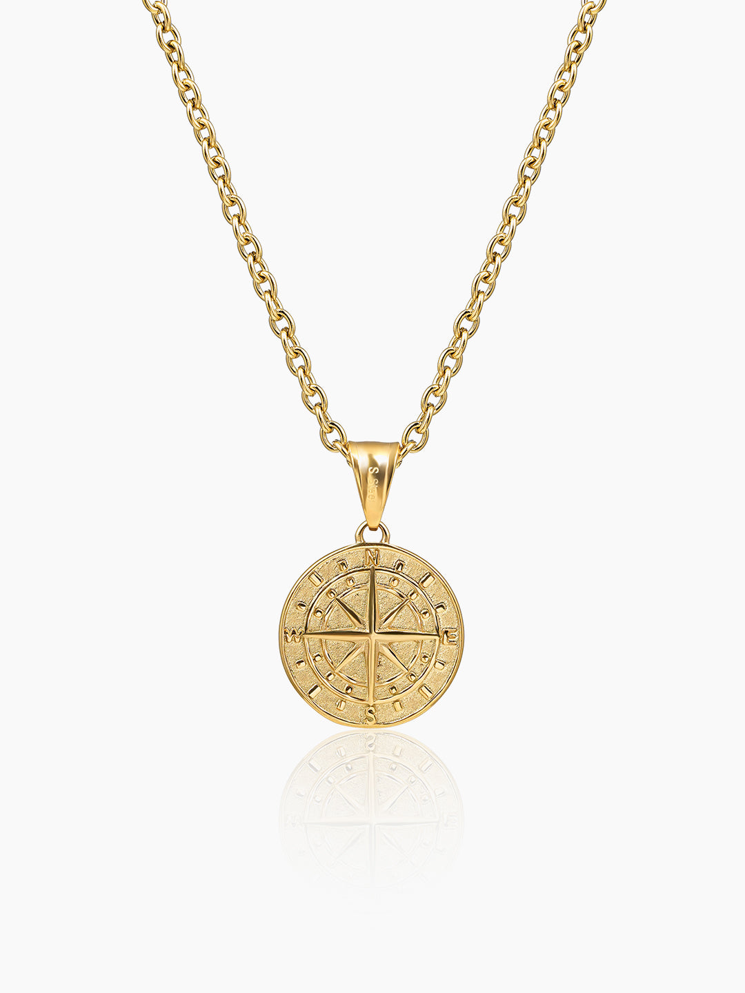 Navir Trail Compass 18K Gold Plated Men's Chain Pendant