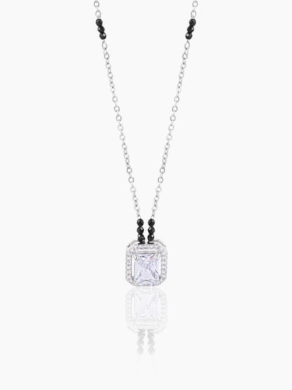 Nayaa Diamond Solitaire Silver Pendant Mangalsutra