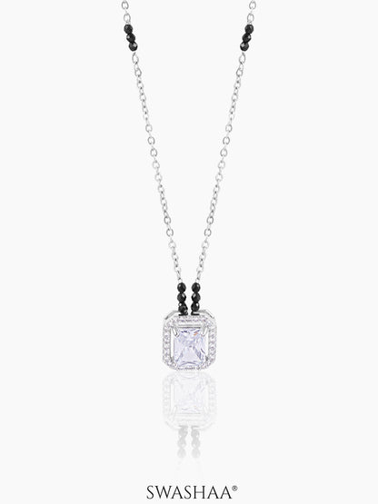 Nayaa Diamond Solitaire Silver Pendant Mangalsutra