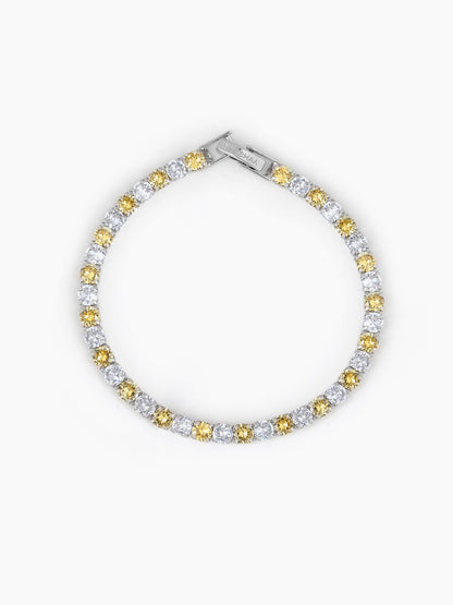 Nayelle Yellow White Silver Diamond Women's Tennis Loose Bracelet