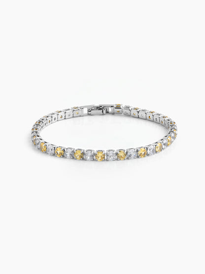 Nayelle Yellow White Silver Diamond Women's Tennis Loose Bracelet