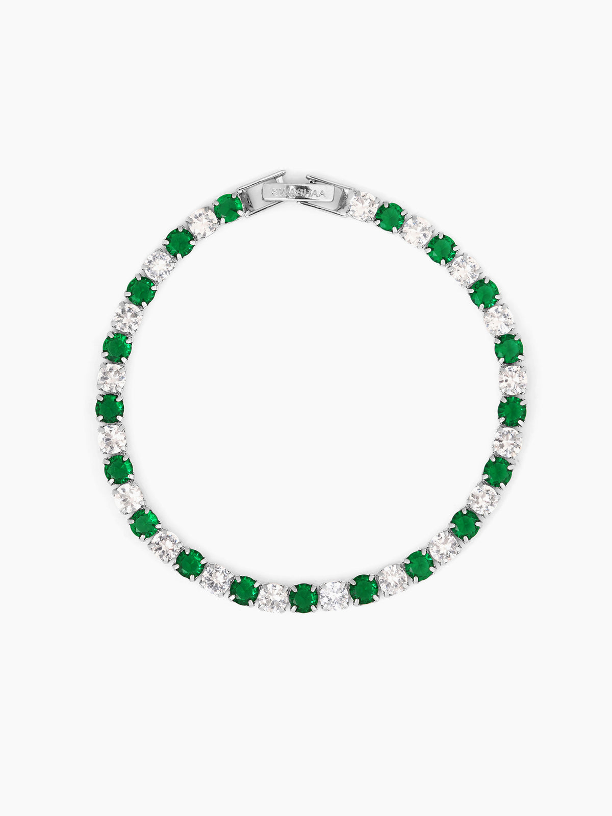 Nayelle Green White Silver Diamond Women's Tennis Loose Bracelet
