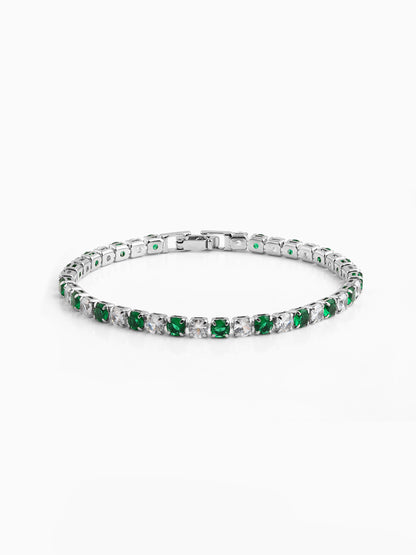 Nayelle Green White Silver Diamond Women's Tennis Loose Bracelet