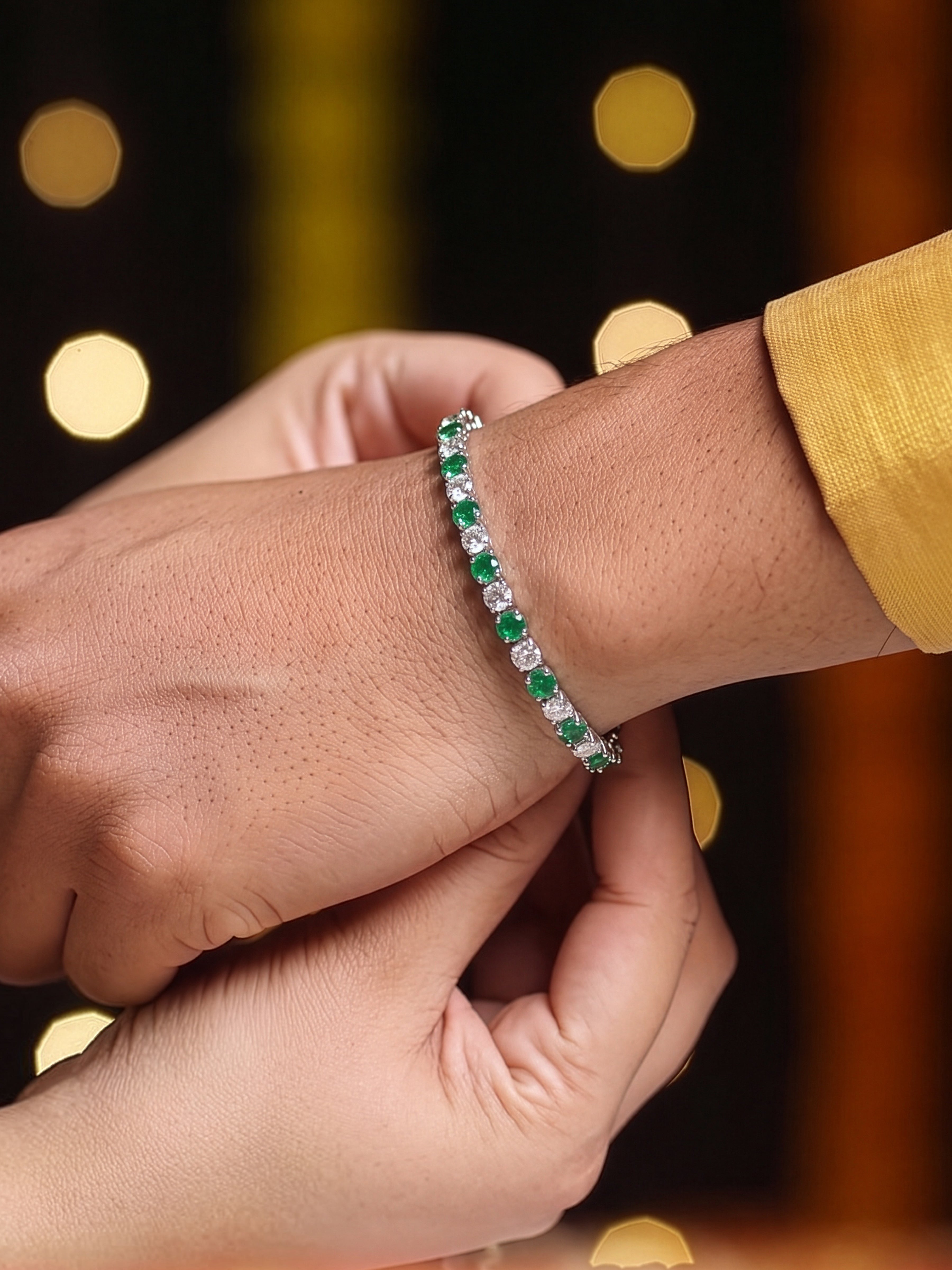 Nayelle Green White Silver Diamond  Rakhi