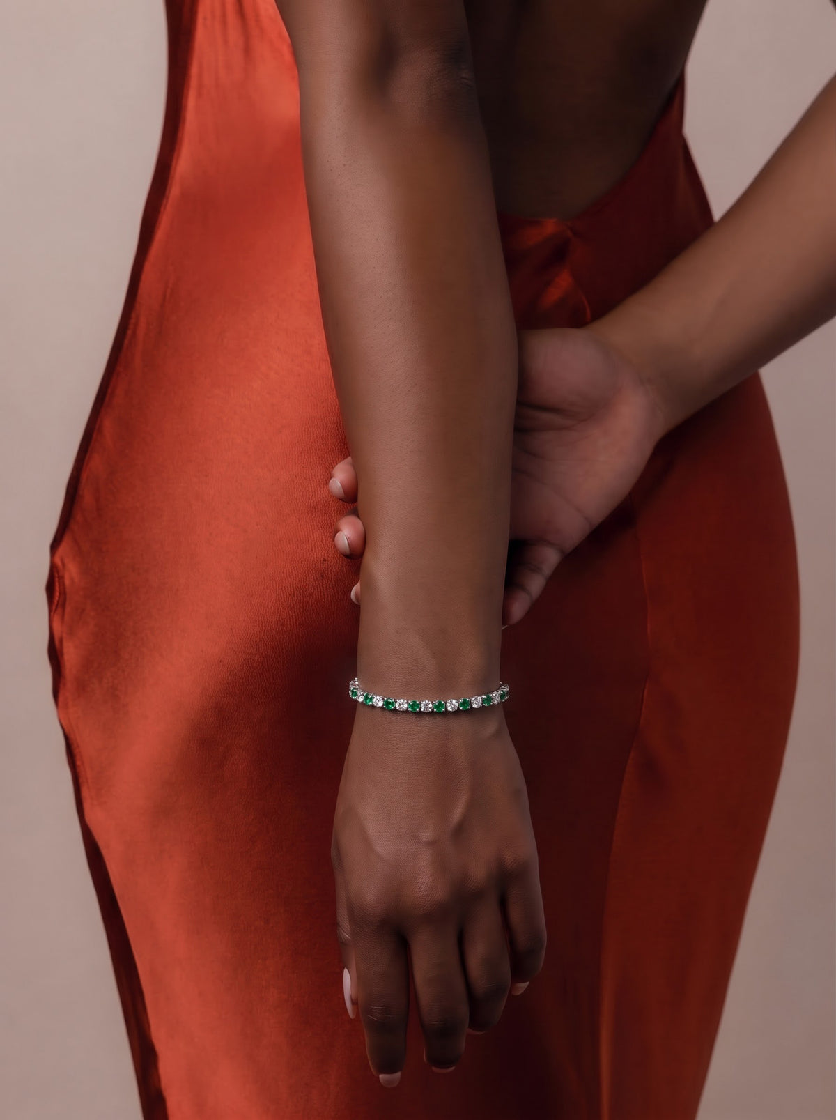 Nayelle Green White Silver Diamond Women's Tennis Loose Bracelet