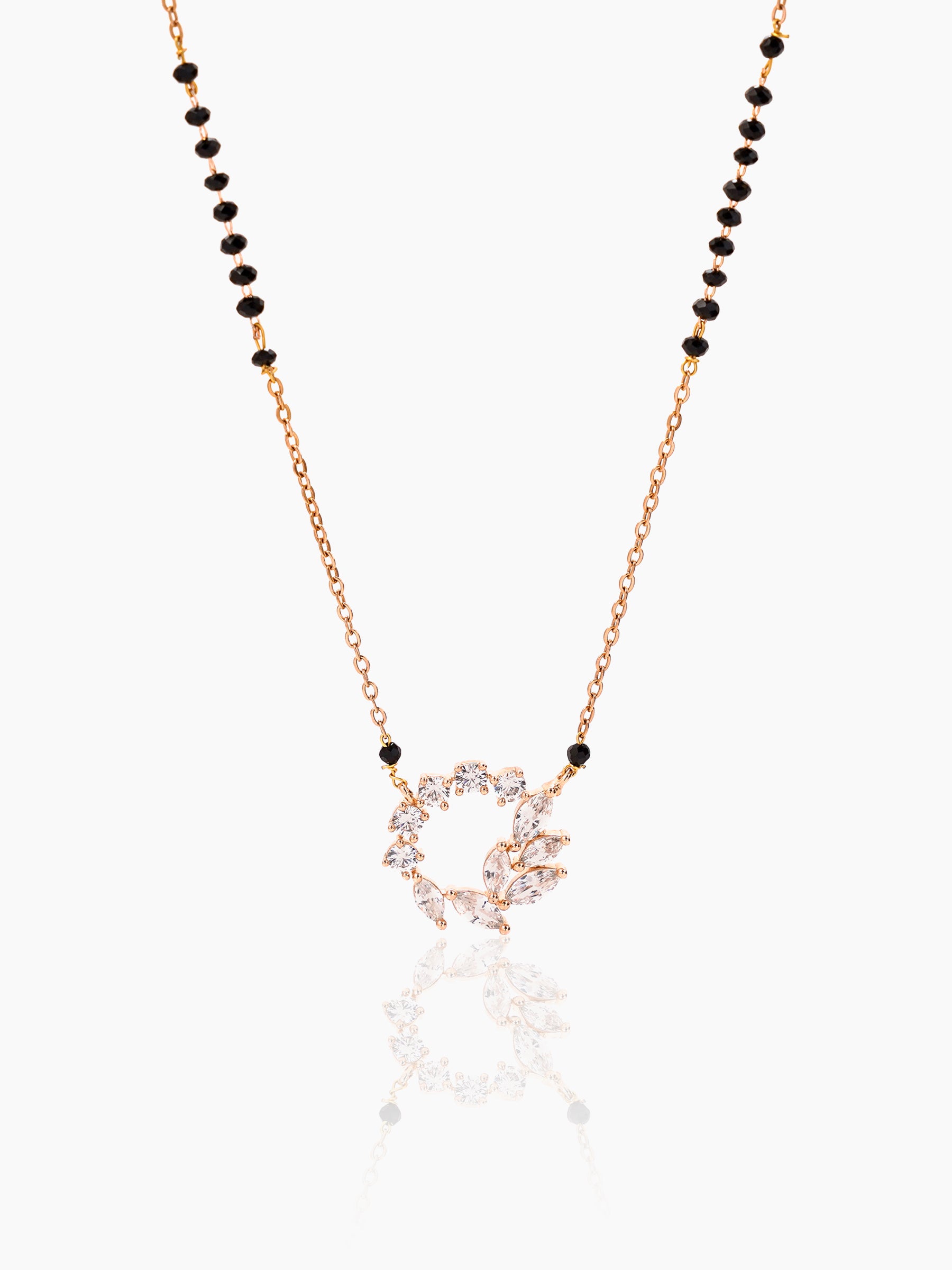Neer Sparkling White Diamond Rosegold Plated Mangalsutra
