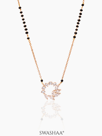 Neer Sparkling White Diamond Rosegold Plated Mangalsutra