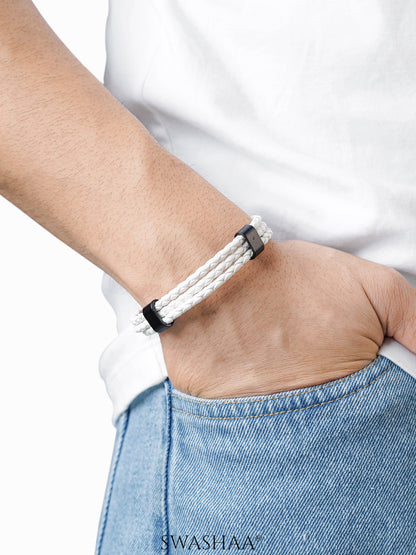 Neo White Men's Leather Bracelet