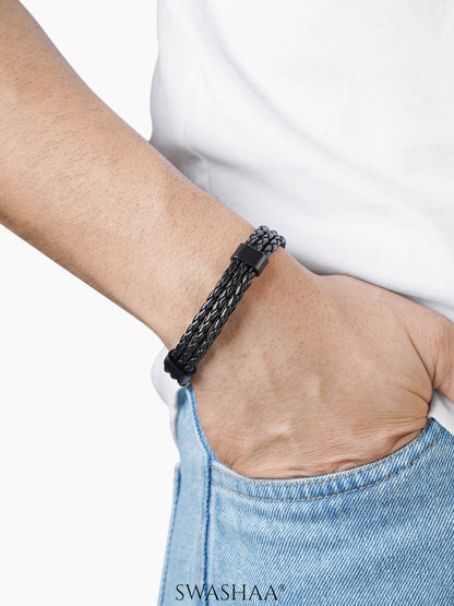Neo Black Men's Leather Bracelet