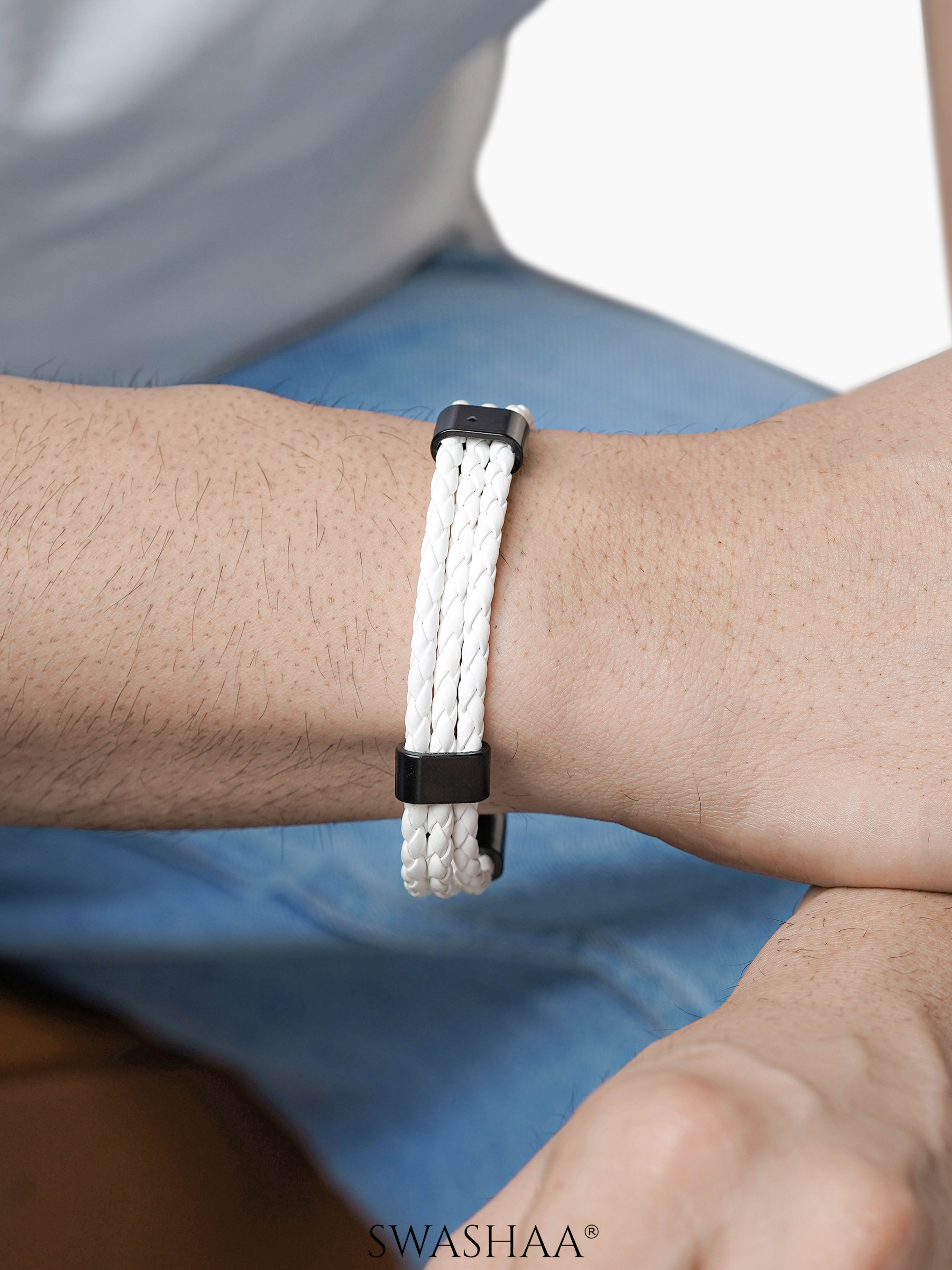 Neo White Men's Leather Bracelet