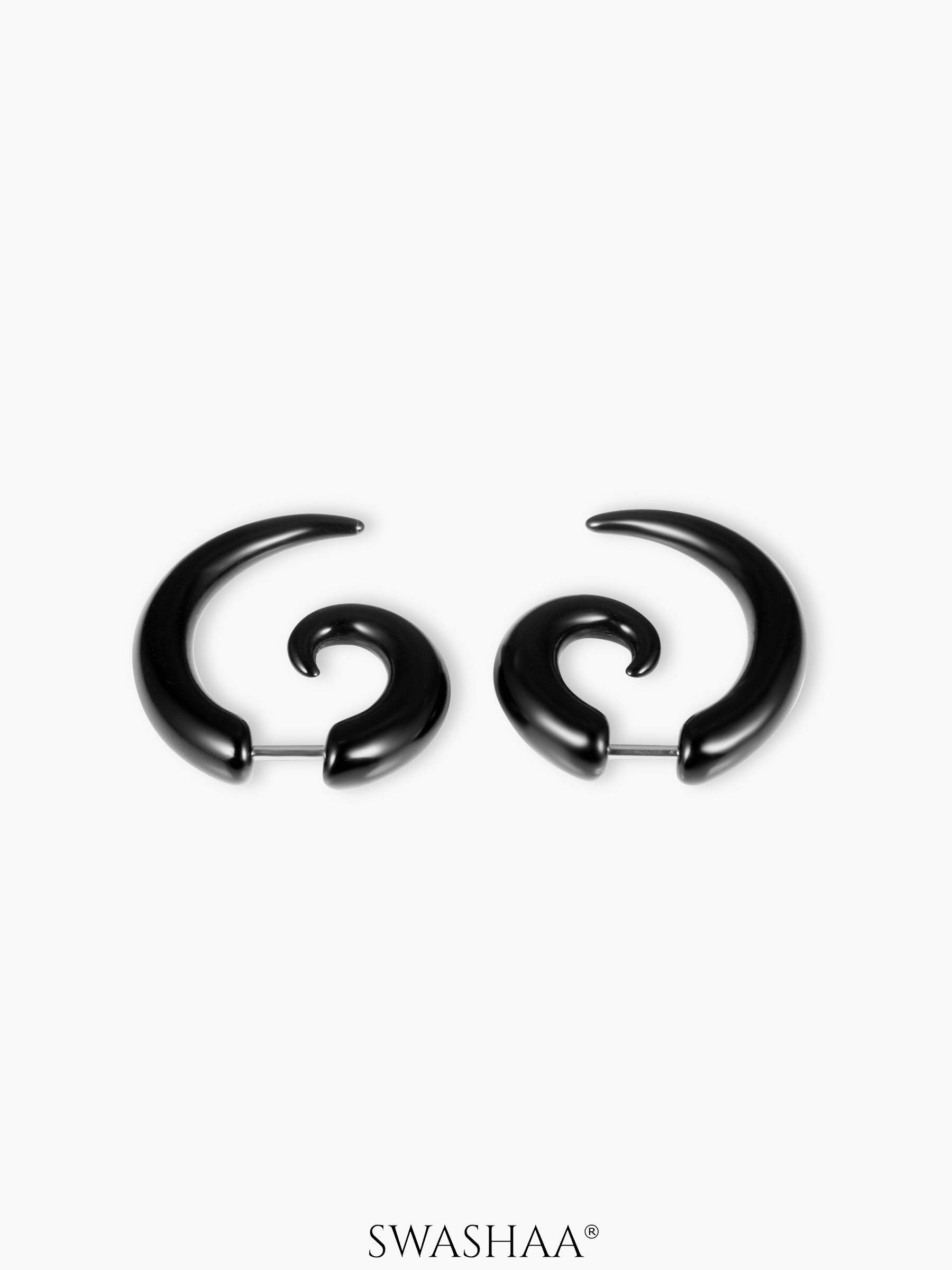 Nero Curved Black Men's Stud Earrings