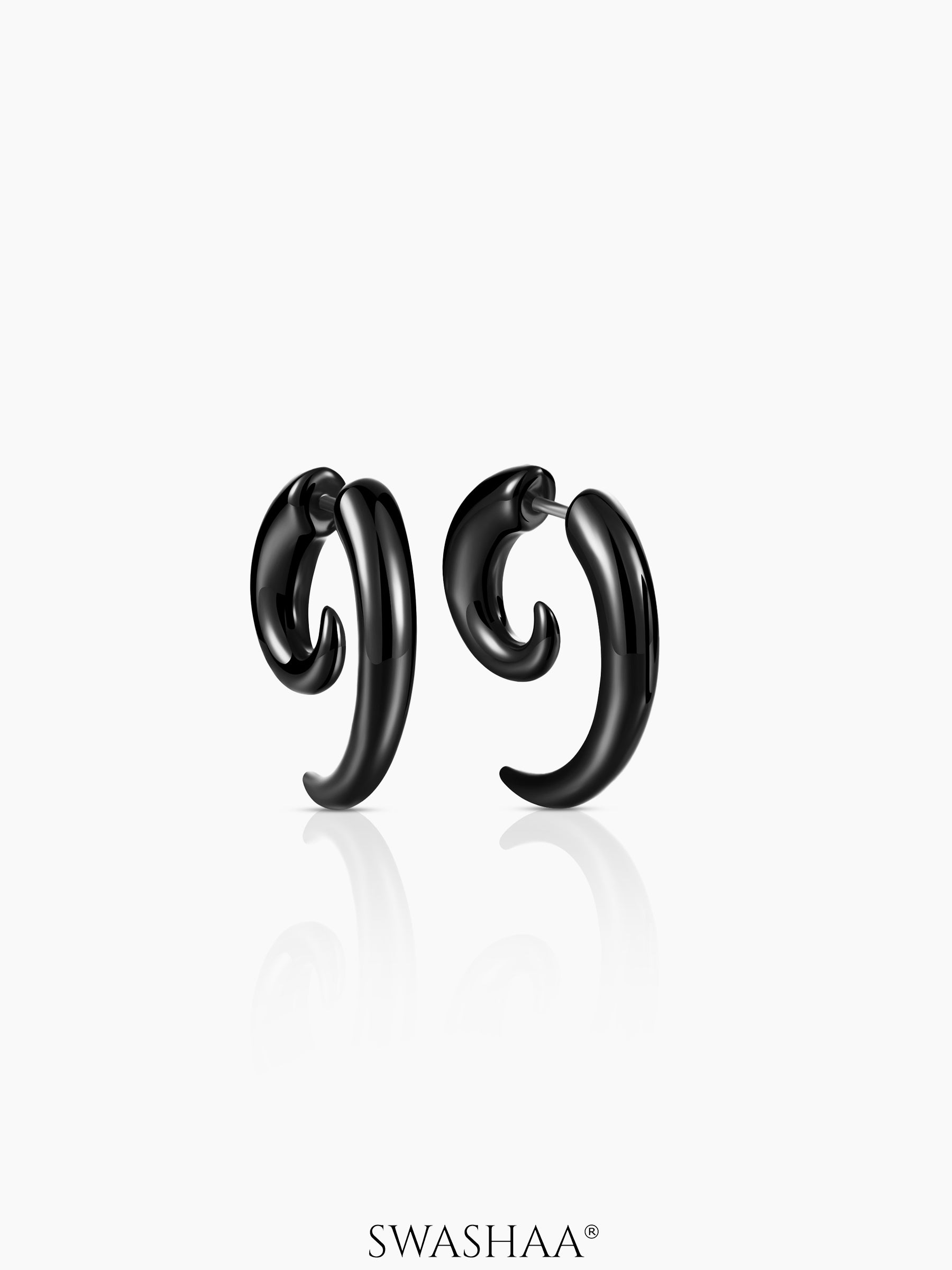 Nero Black Curved Men's Stud Earrings