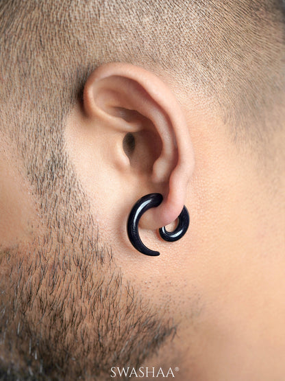 Nero Curved Black Men's Stud Earrings