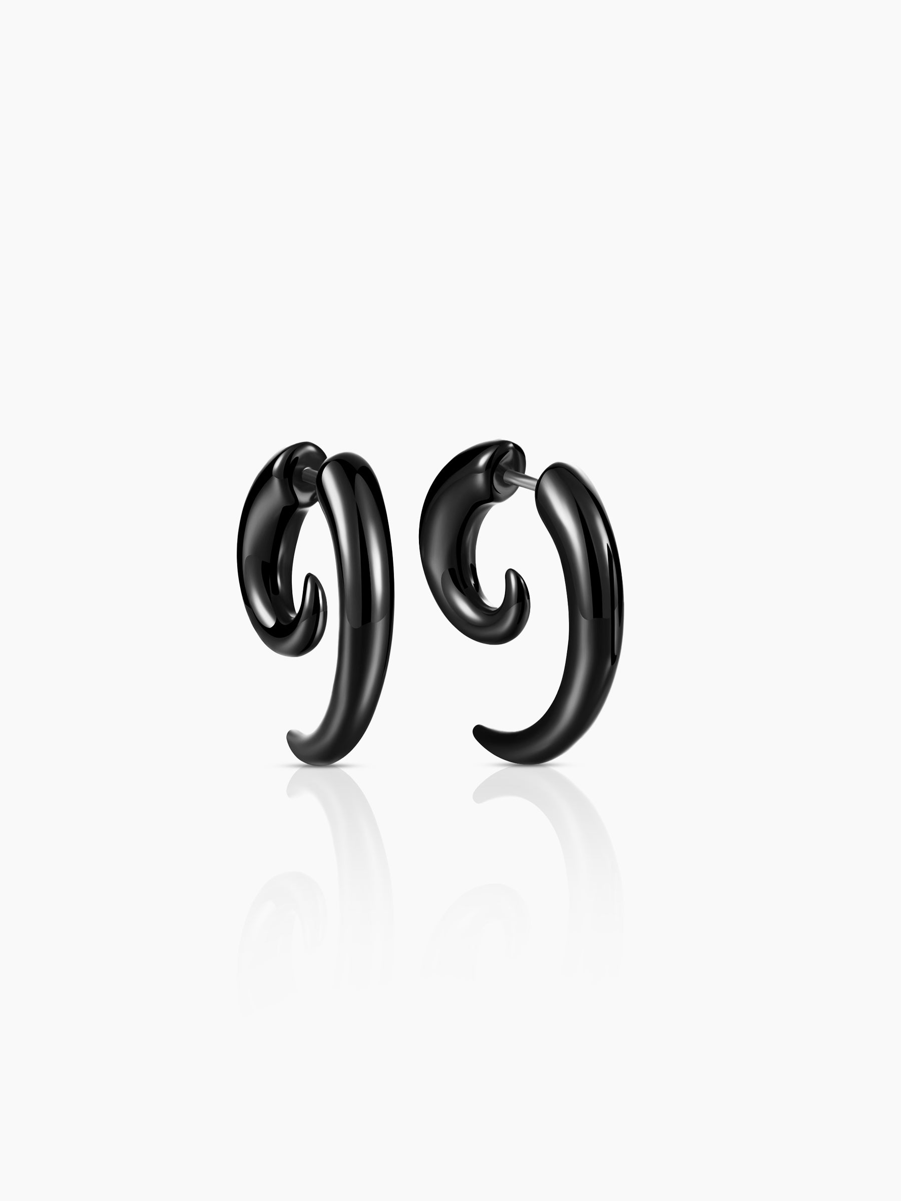 Nero Curved Black Men's Stud Earrings