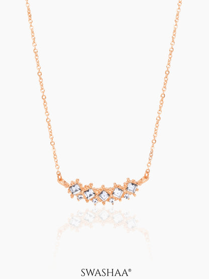 Nihaya Square-Cut Charm Rosegold Necklace