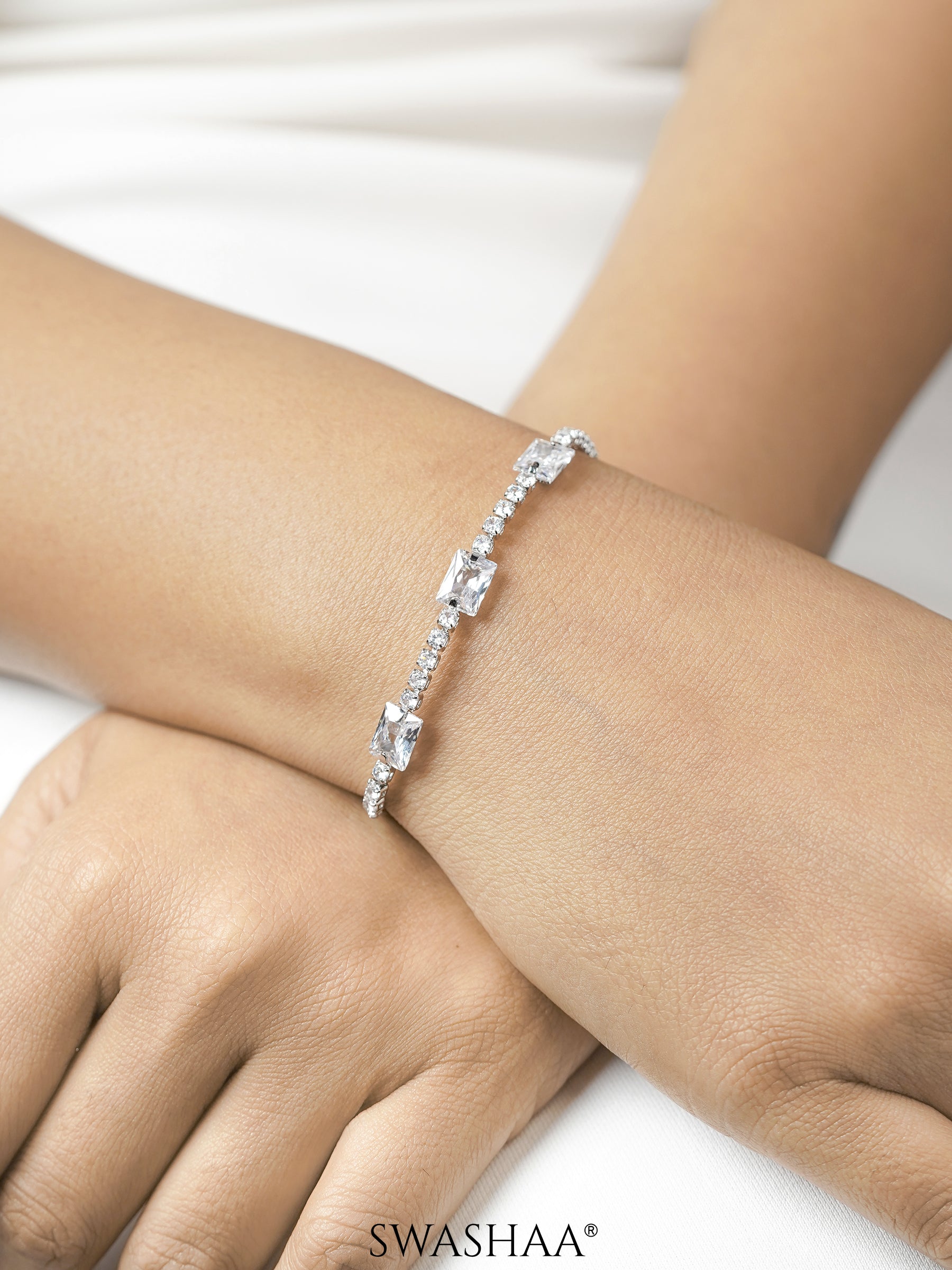 Nikolina Silver Diamond Tennis Loose Bracelet