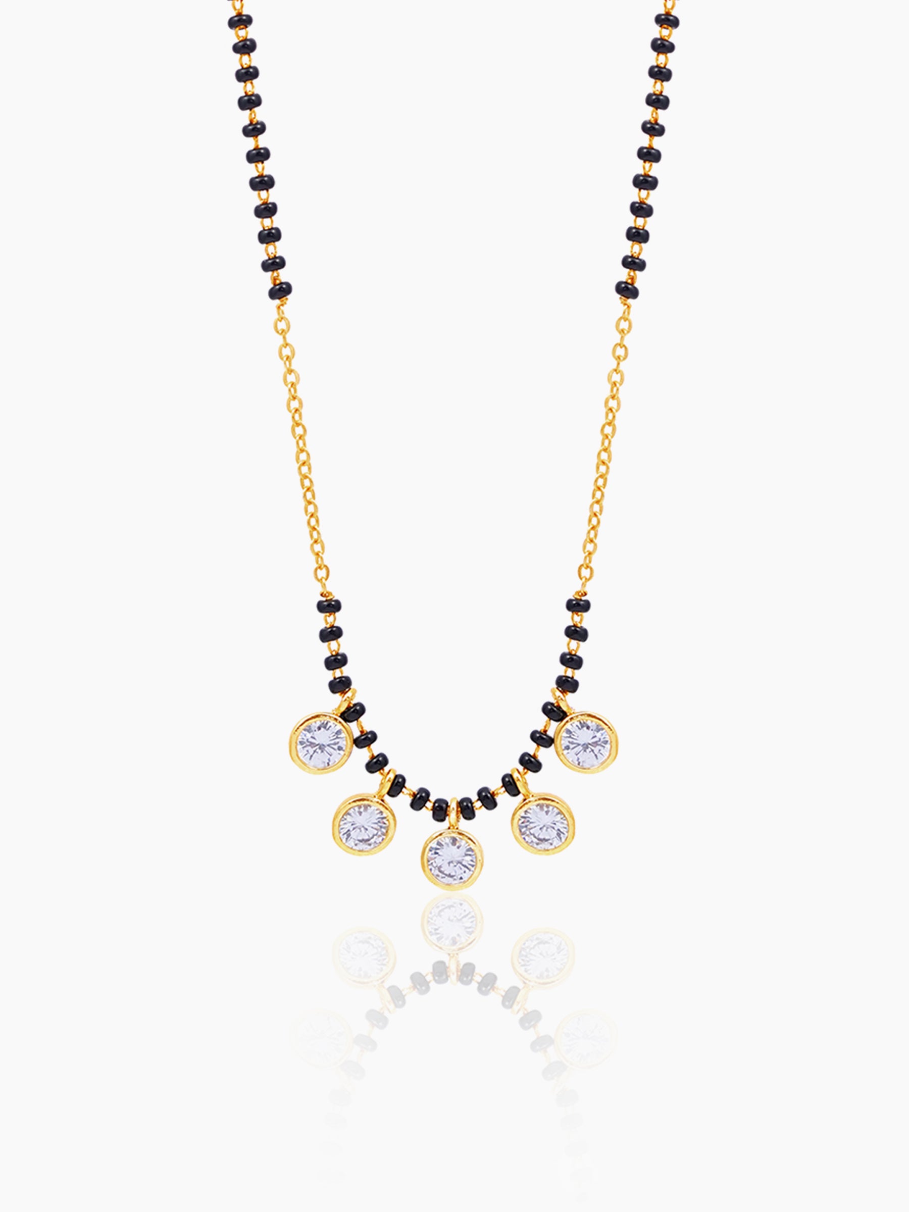 Niraya Five Dazzling Diamond Charms 18K Gold Plated Mangalsutra