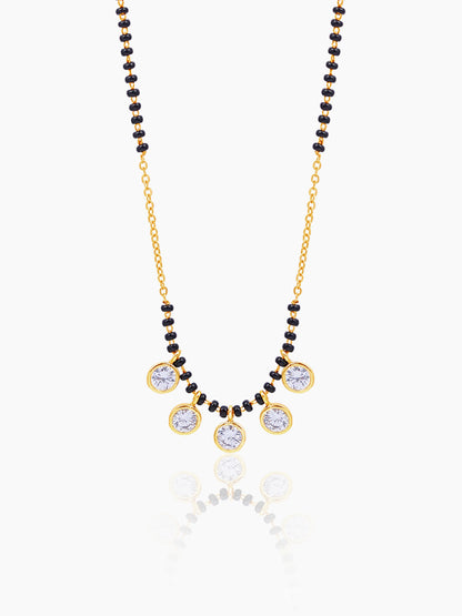Niraya Five Dazzling Diamond Charms 18K Gold Plated Mangalsutra