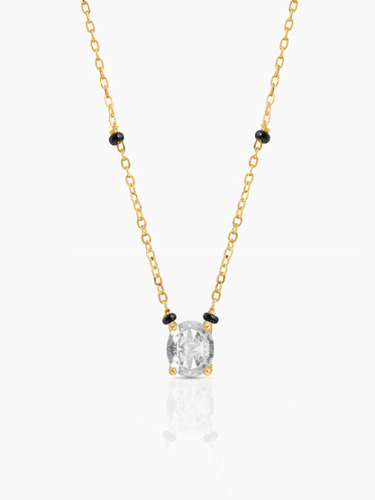 Nirvi Oval Diamond Solitaire 18K Gold Plated Mangalsutra