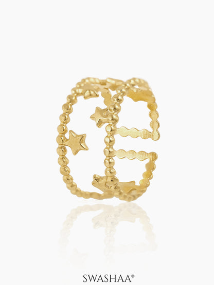 Nitara Star Cutouts 18K Gold Plated Ring