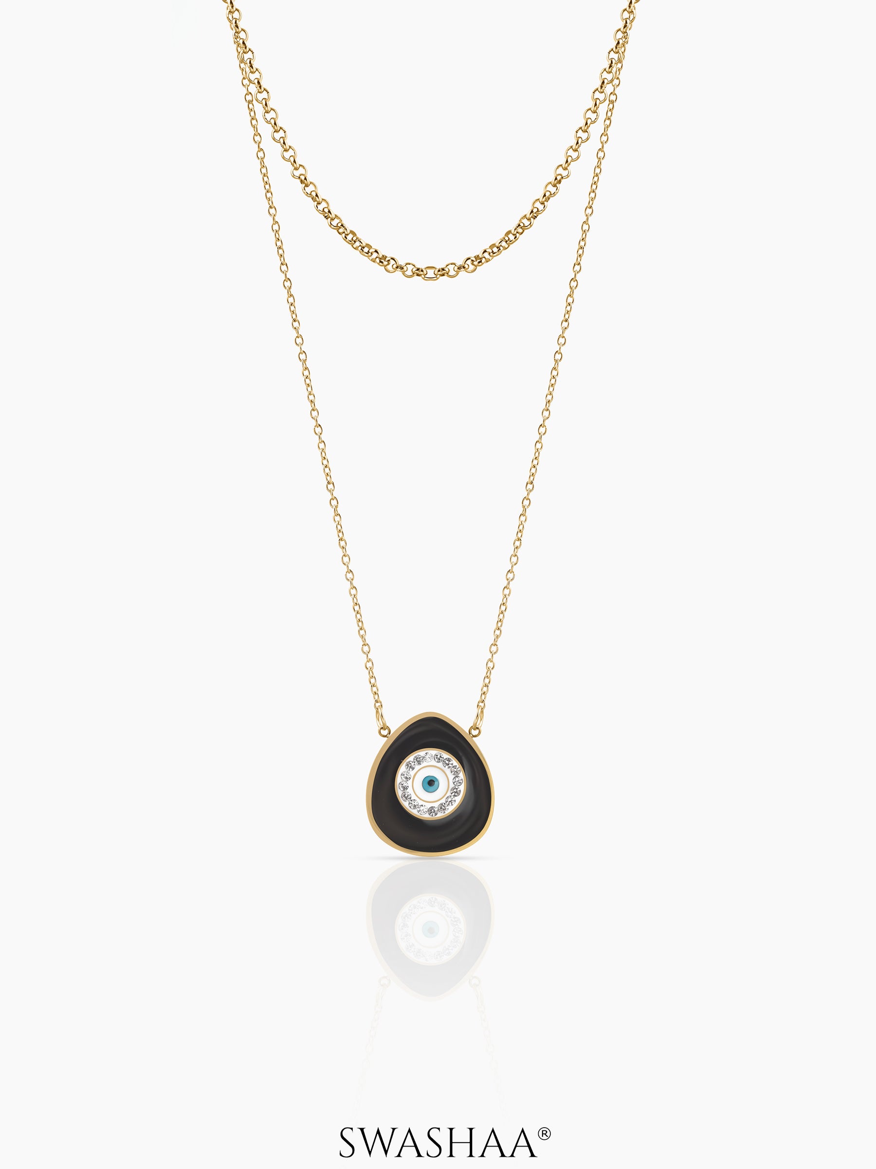 Niva Black Evil Eye Layered 18K Gold Plated Necklace