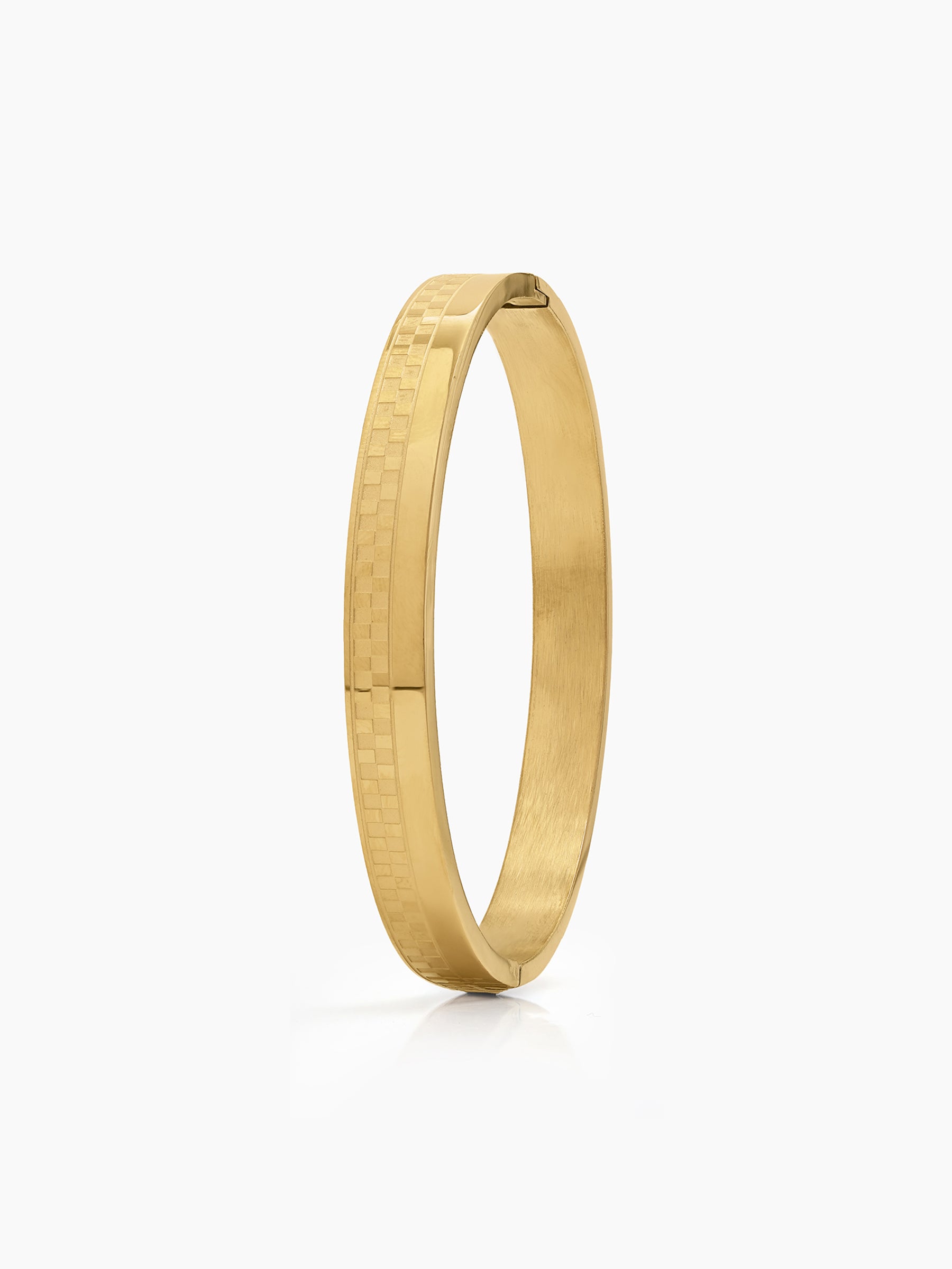 Nivan Texture 18K Gold Plated Men's Solid Band Bracelet 