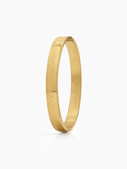 Nivan Texture 18K Gold Plated Men's Solid Band Bracelet 