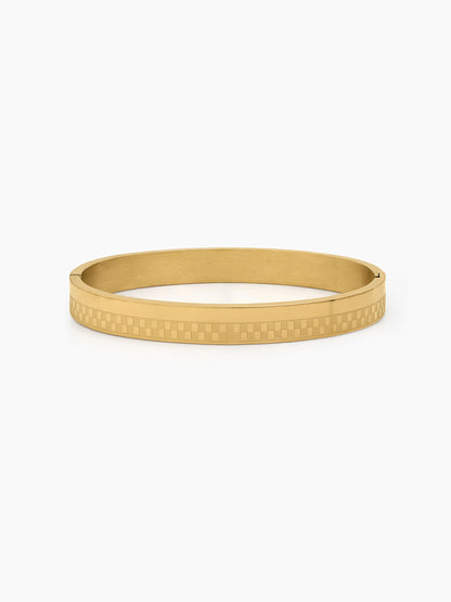 Nivan Texture 18K Gold Plated Men's Solid Band Bracelet 